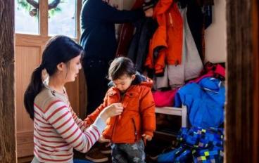 family ready for outdoors