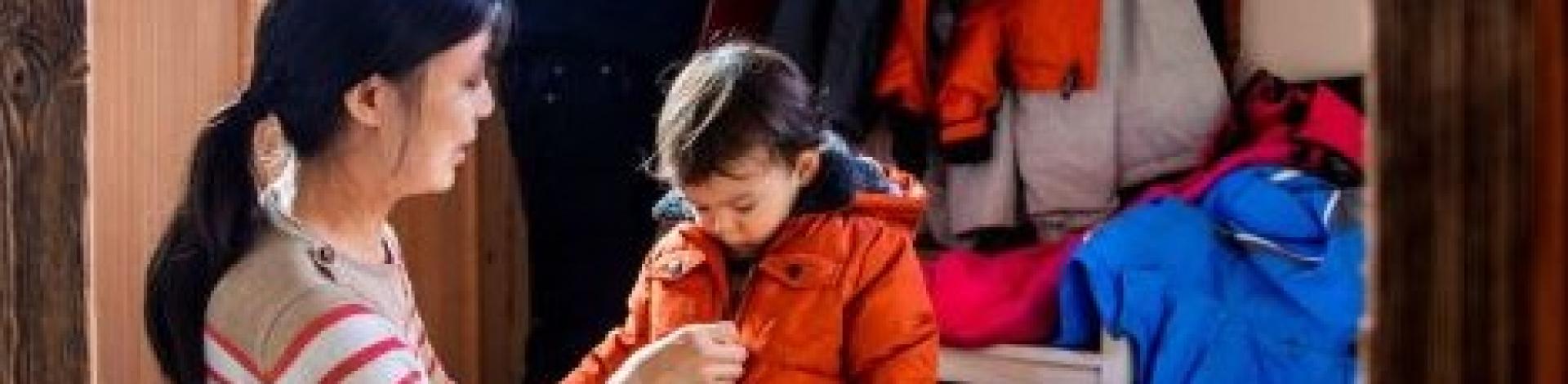 family ready for outdoors