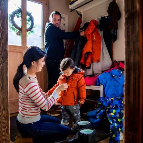 family ready for outdoors